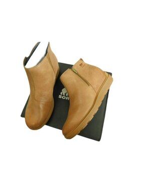 Sorel Size 12 Ladies Brown Leather Side Zip Ankle Waterproof Boots NEW W/Box